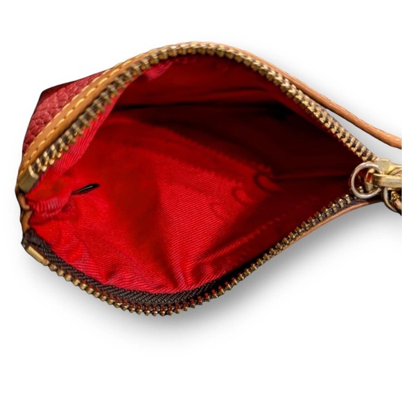 (1577) Dooney & Bourke Red Zippered Wristlet - Pebbled Leather - Picture 8 of 9